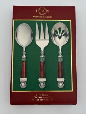 Lenox "Holiday‎ Gatherings" 3-Piece Serving Set Vtg